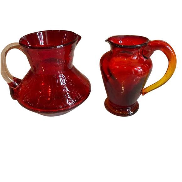 Vintage Mini Red Crackle & Red & Amber Ombre Mini Vases - Picture 1 of 5